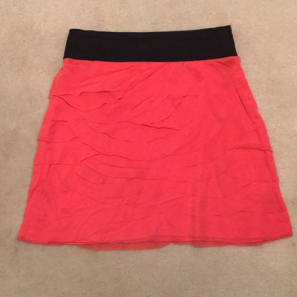 Express Coral layered Sheer Tiers w Stretch Waist
